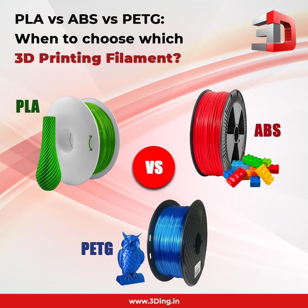 PLA vs ABS vs PETG: When to choose which 3D Printing Filament?