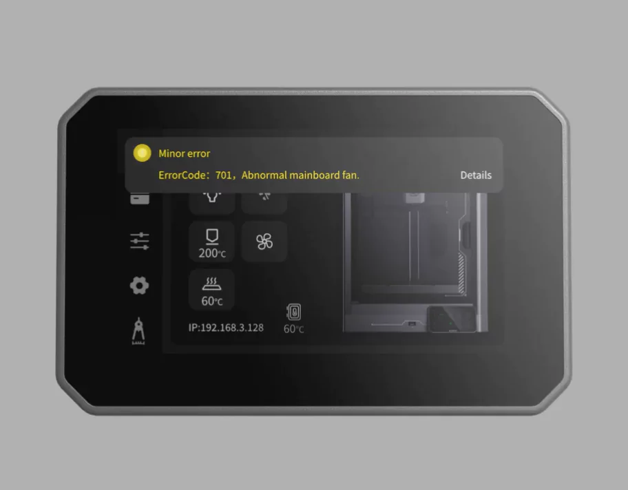 Elegoo Centauri Carbon fan self-check system diagnostics alerts